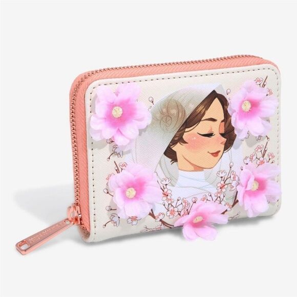 Loungefly Star Wars Princess Leia Floral Small Zip Wallet NWT - Picture 1 of 6